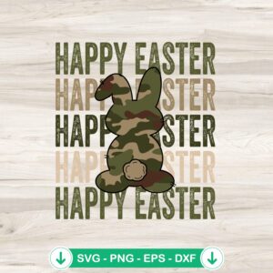 Camo Bunny Happy Easter SVG file for Cricut cutting machine