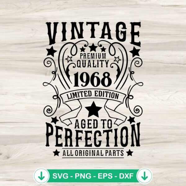Vintage 1968 SVG file for birthday crafts, cricut svg