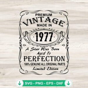 Vintage 1977 SVG file for birthday, cricut svg, cutting file
