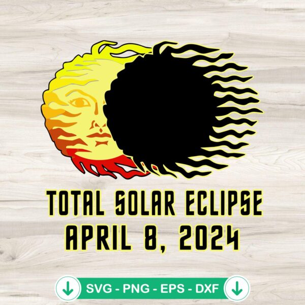 Total Solar Eclipse April 8th svg file for cutting machine