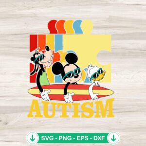 mockup-79895.jpg Mickey Donald Goofy Autism svg file for cutting machines