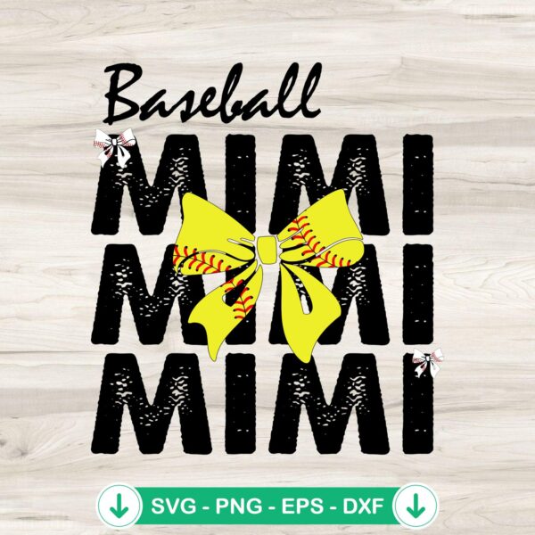 Baseball Mimi Sport Bow SVG file for Cricut cutting machine