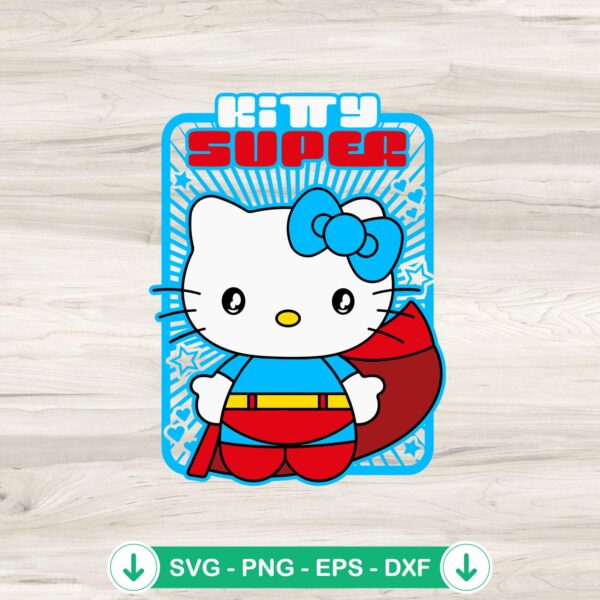Hello Kitty Superwoman SVG file for Cricut cutting file