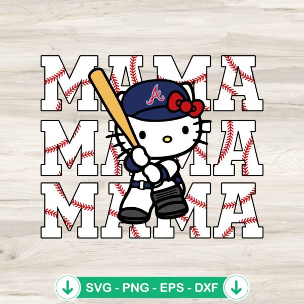 Hello Kitty Mama Atlanta Braves baseball SVG file for cutting