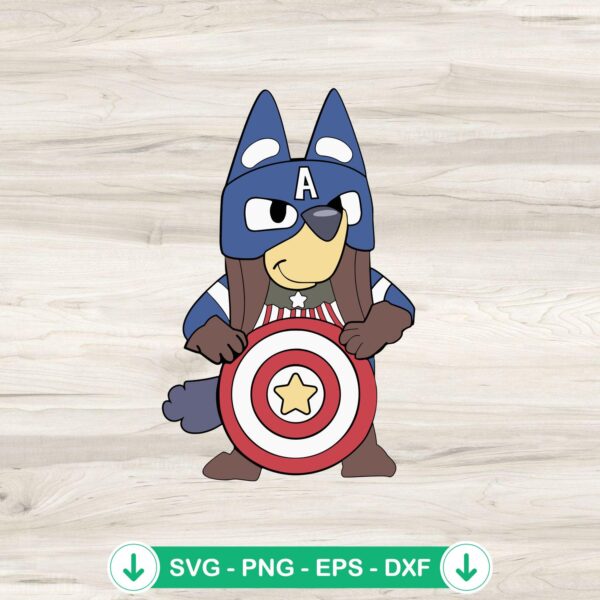 Bluey Captain America SVG file, cricut svg cut file