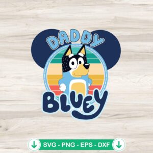 Vintage Daddy Bluey Mickey Head svg file for cricut cutting