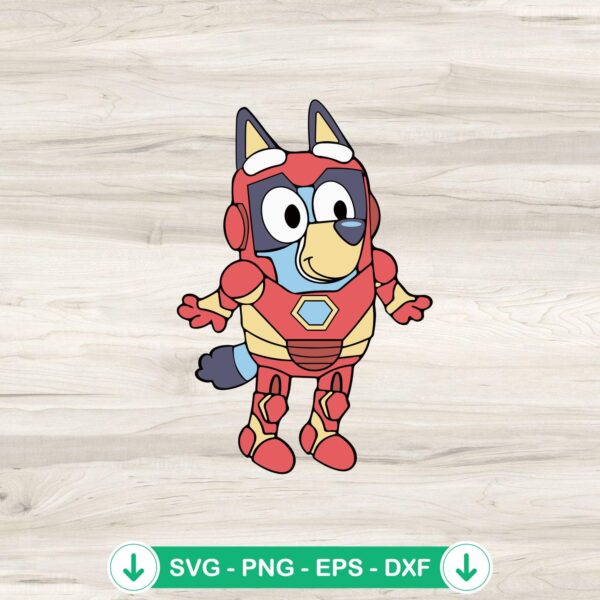 Bluey Costume Iron Man SVG file for Cricut cutting machine