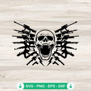 Skull Guns SVG file for Cricut cutting machines
