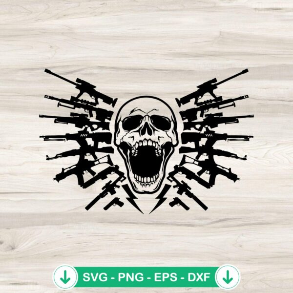 Skull Guns SVG file for Cricut cutting machines