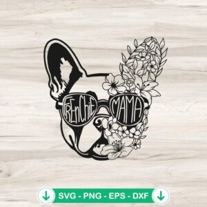 mockup-81428.jpg Frenchie Mama Half Face flower SVG file, cricut svg cut file