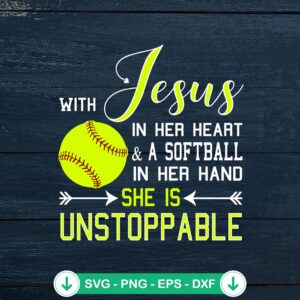 mockup-81523.jpg With Jesus In Her Heart softball SVG file, cricut cut file