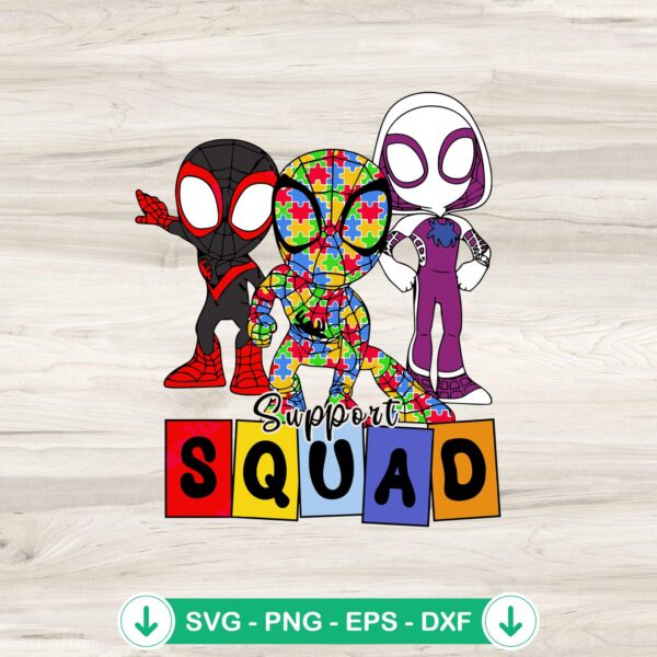 Support Squad Spiderman Autism SVG file for cutting machine