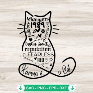 Midnights 1989 Karma is a Cat SVG file for Cricut
