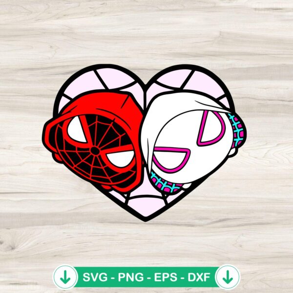 Spiderman and Stacy Gwen heart SVG file for cricut cutting machine
