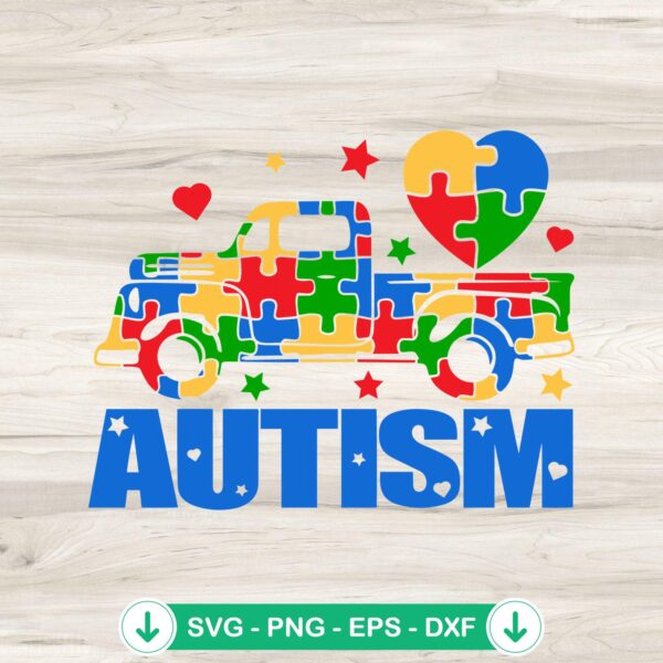 Trucks Autism Awareness SVG file for cricut cutting machine