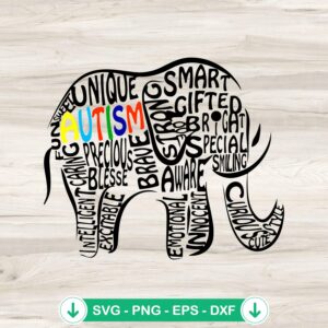 Elephant Autism Awareness SVG cut file for Cricut