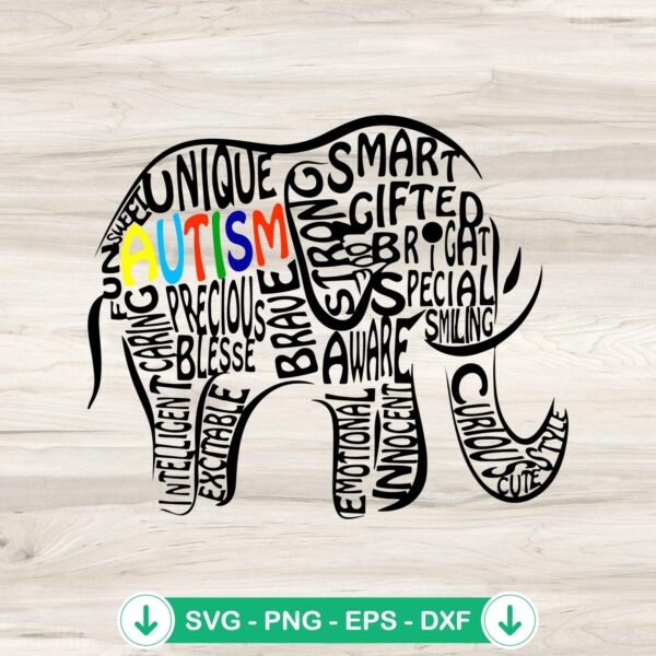 Elephant Autism Awareness SVG cut file for Cricut