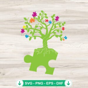 Autism Puzzle Piece Tree SVG file for Cricut cutting machine