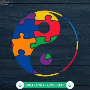 Autism Yin Yang Symbol SVG file for cricut cut machine