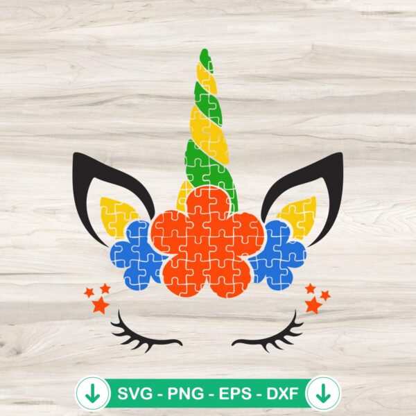 Autism Unicorn Face SVG file for Cricut cutting machines