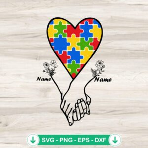 Holding Hands Autism Awareness SVG file for Cricut cutting