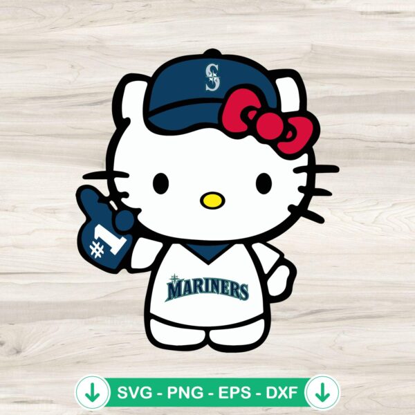 Hello Kitty Seattle Mariners Baseball SVG file for cutting machines