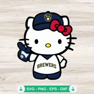Hello Kitty Milwaukee Brewers SVG file, cricut svg, cut file