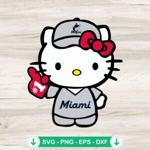 Hello Kitty Miami Marlins SVG file for Cricut cutting machine