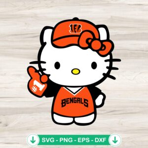 Hello Kitty Bengals Football No 1 SVG file, cricut svg cutting file