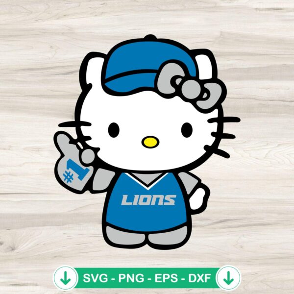 Hello Kitty Detroit Lions NFL logo svg file for cricut