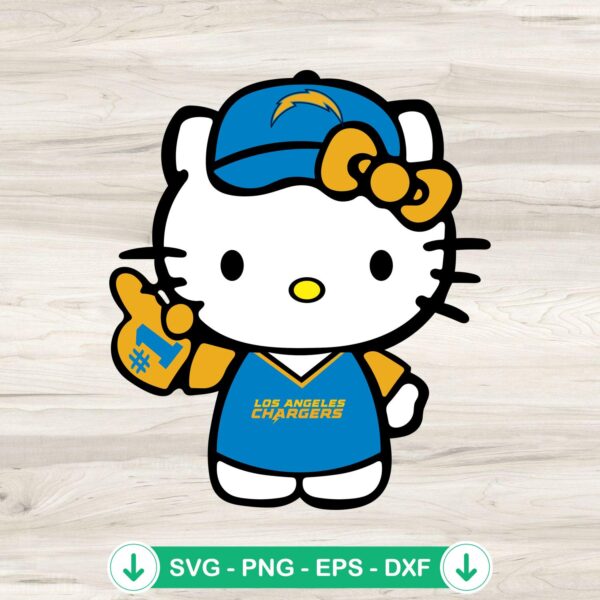 Hello Kitty Los Angeles Chargers football svg file for Cricut