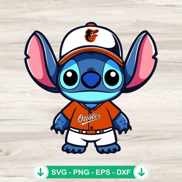Stitch Baltimore Orioles SVG file for Cricut cutting machine