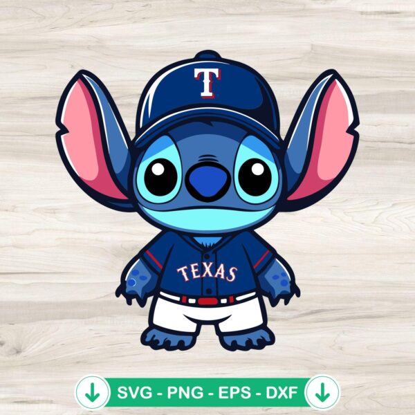 Cute Stitch Texas Rangers Baseball Team SVG file for Cricut