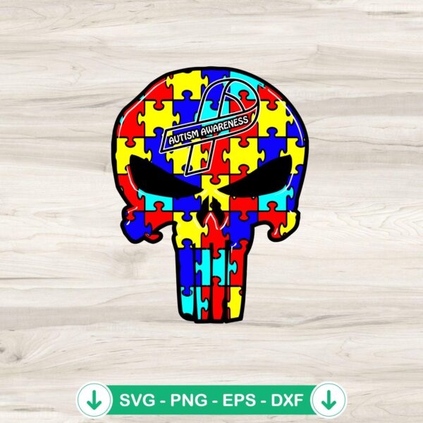 Punisher Skull Autism SVG file for cutting machines
