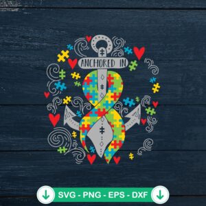 mockup-82618.jpg Anchored In Love Autism Awareness svg file, puzzle piece cutting file