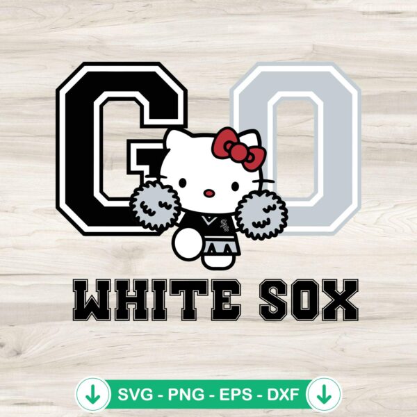 Hello Kitty Go White Sox svg file, cricut svg, cutting file