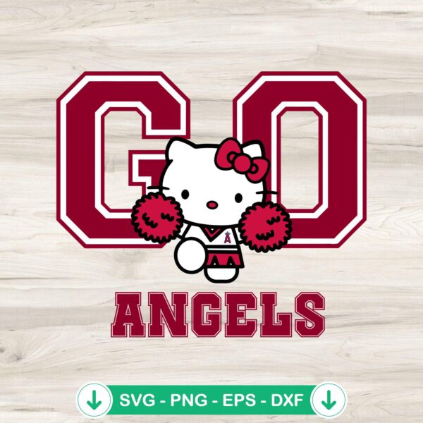 Cute Hello Kitty cheerleader svg file for Los Angeles Angels