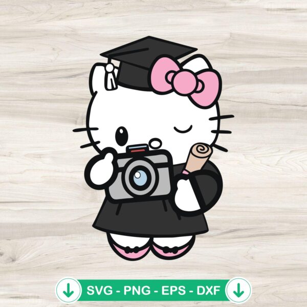Cute Hello Kitty Graduation SVG file for Cricut cutting