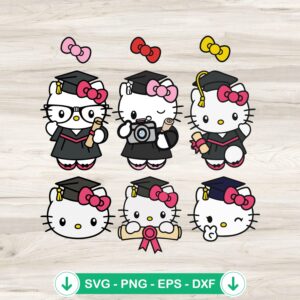 Graduation Kawaii Kitty SVG file for Cricut, cute senior design