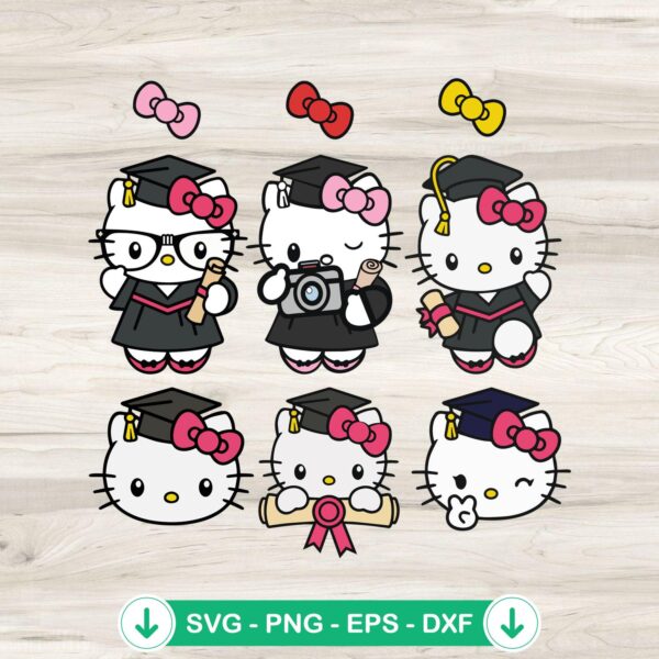 Graduation Kawaii Kitty SVG file for Cricut, cute senior design