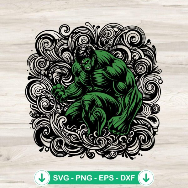Mandala The Hulk svg file for cutting machines, superhero theme