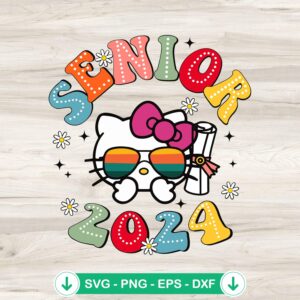 Hello Kitty Graduation 2024 svg file for cutting machine