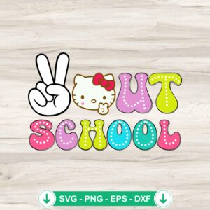 Hello Kitty Peace Out School SVG file for Cricut cutting machine