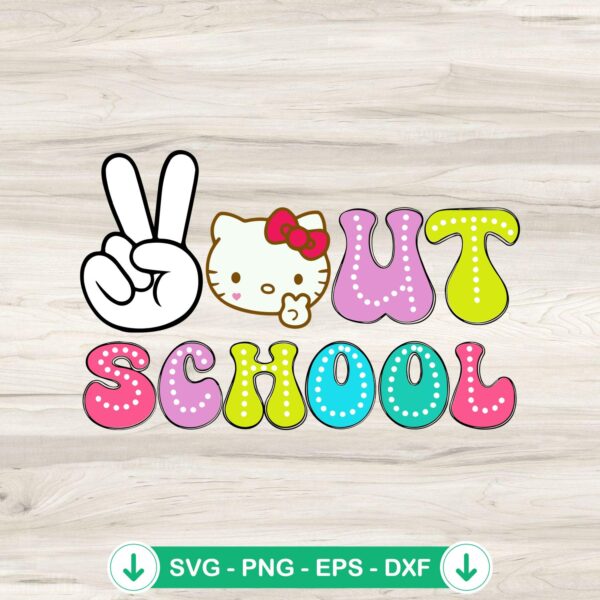Hello Kitty Peace Out School SVG file for Cricut cutting machine