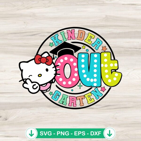 Hello Kitty Peace Out Kindergarten SVG file for cutting machines