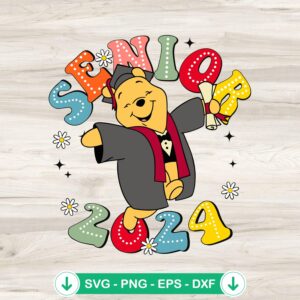 Winnie The Pooh graduation cap SVG file for cutting machine