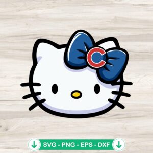 Hello Kitty Chicago Cubs Baseball SVG file for cutting machine