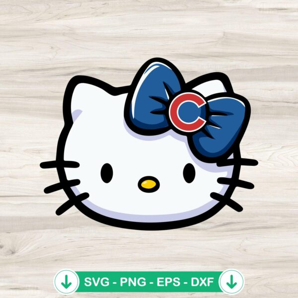 Hello Kitty Chicago Cubs Baseball SVG file for cutting machine