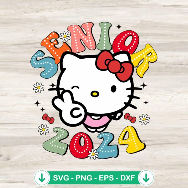 Hello Kitty Peace Sign SVG file for senior 2024 cut files