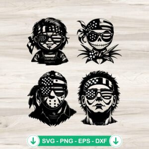 Horror Characters 4th Of July SVG file for Cricut cutting machine